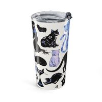 Tumbler with cat pattern on a white background
